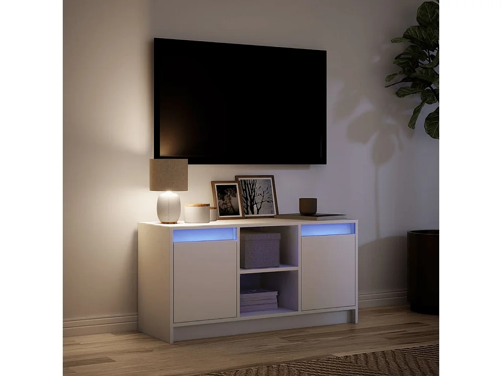 Meuble TV avec LED blanc 100x34x50 cm bois d'ingénierie