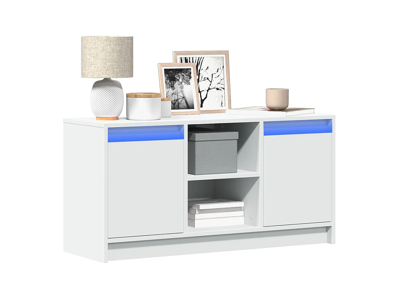 Meuble TV avec LED blanc 100x34x50 cm bois d'ingénierie
