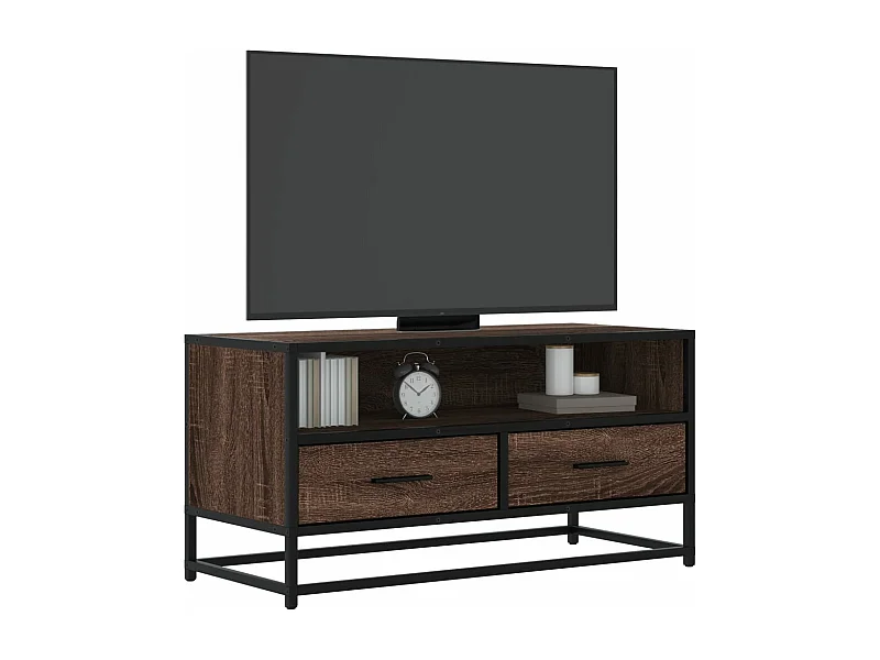 Meuble TV chêne marron 80x34,5x40 cm bois d'ingénierie et métal
