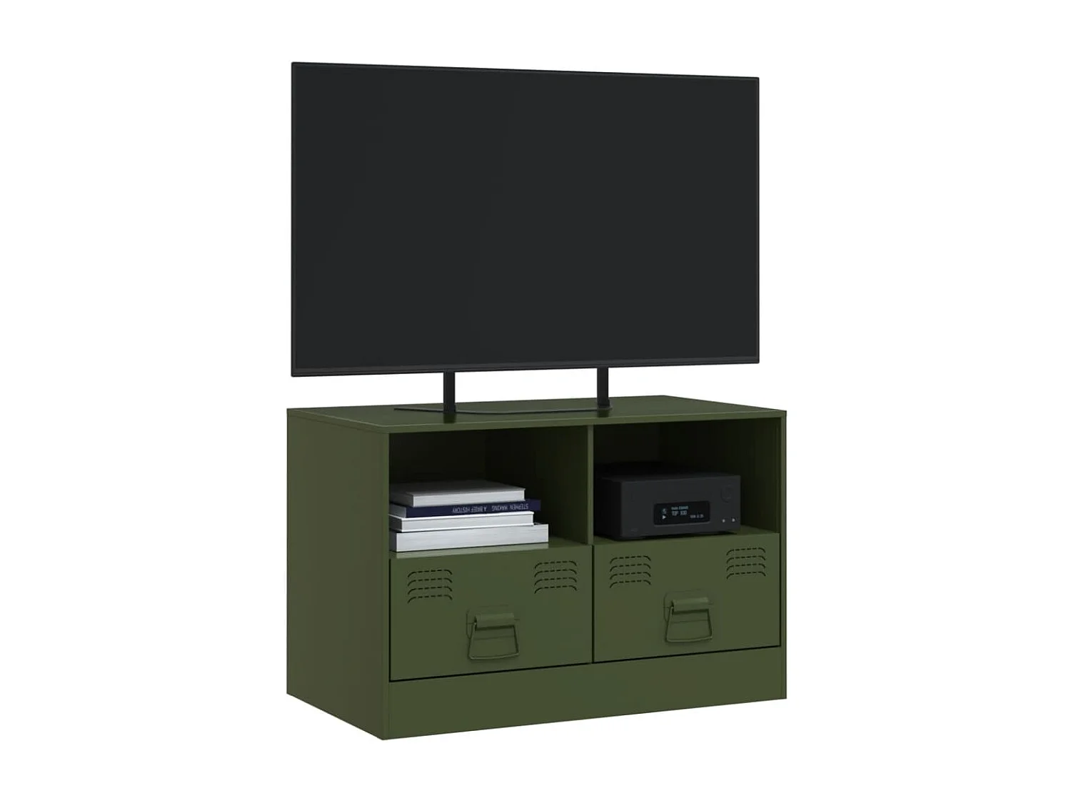 Meuble TV vert olive 67x39x44 cm acier