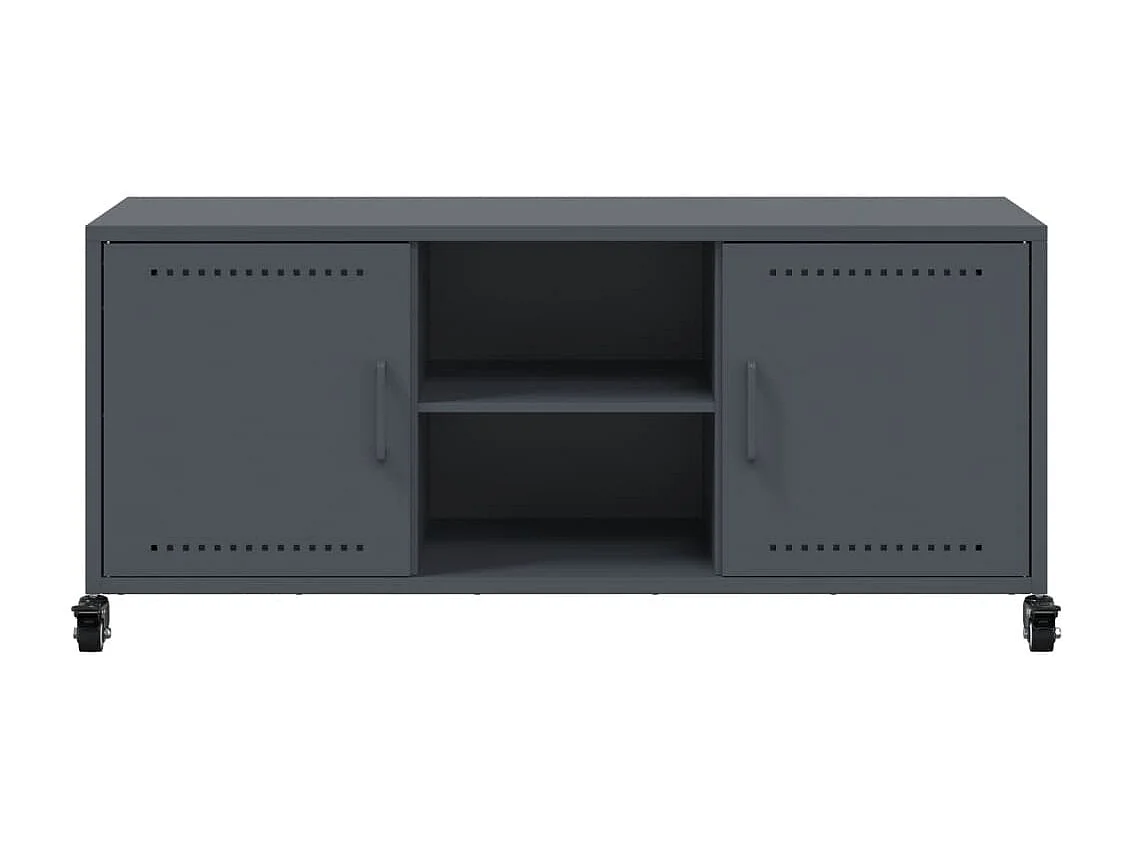 Meuble TV anthracite 100,5x39x43,5 cm acier laminé à froid