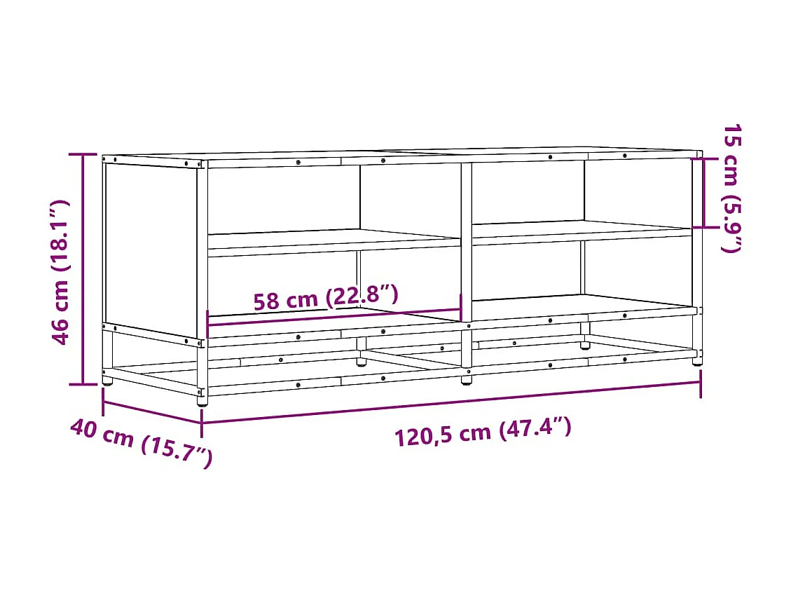 Tv-meubel 120,5x40x46 cm bewerkt hout en metaal zwart