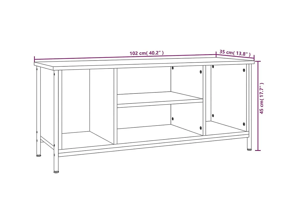 Meuble TV noir 102x35x45 cm bois d'ingénierie
