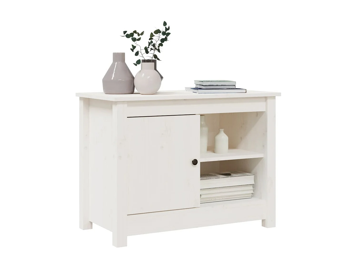 Tv-meubel 70x36,5x52 cm massief grenenhout wit