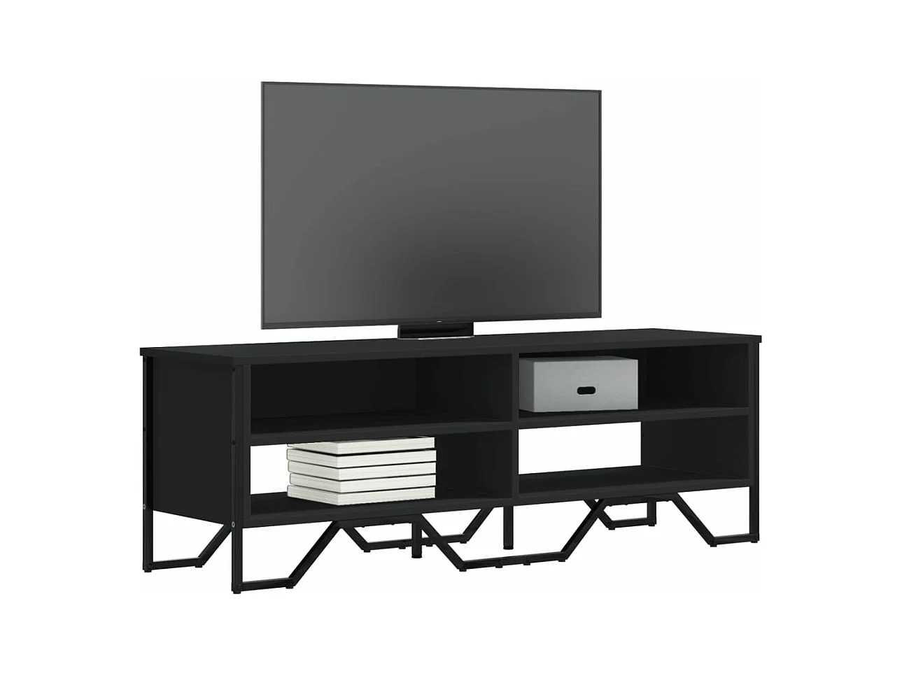 Meuble TV noir 122x34x41 cm bois d'ingénierie