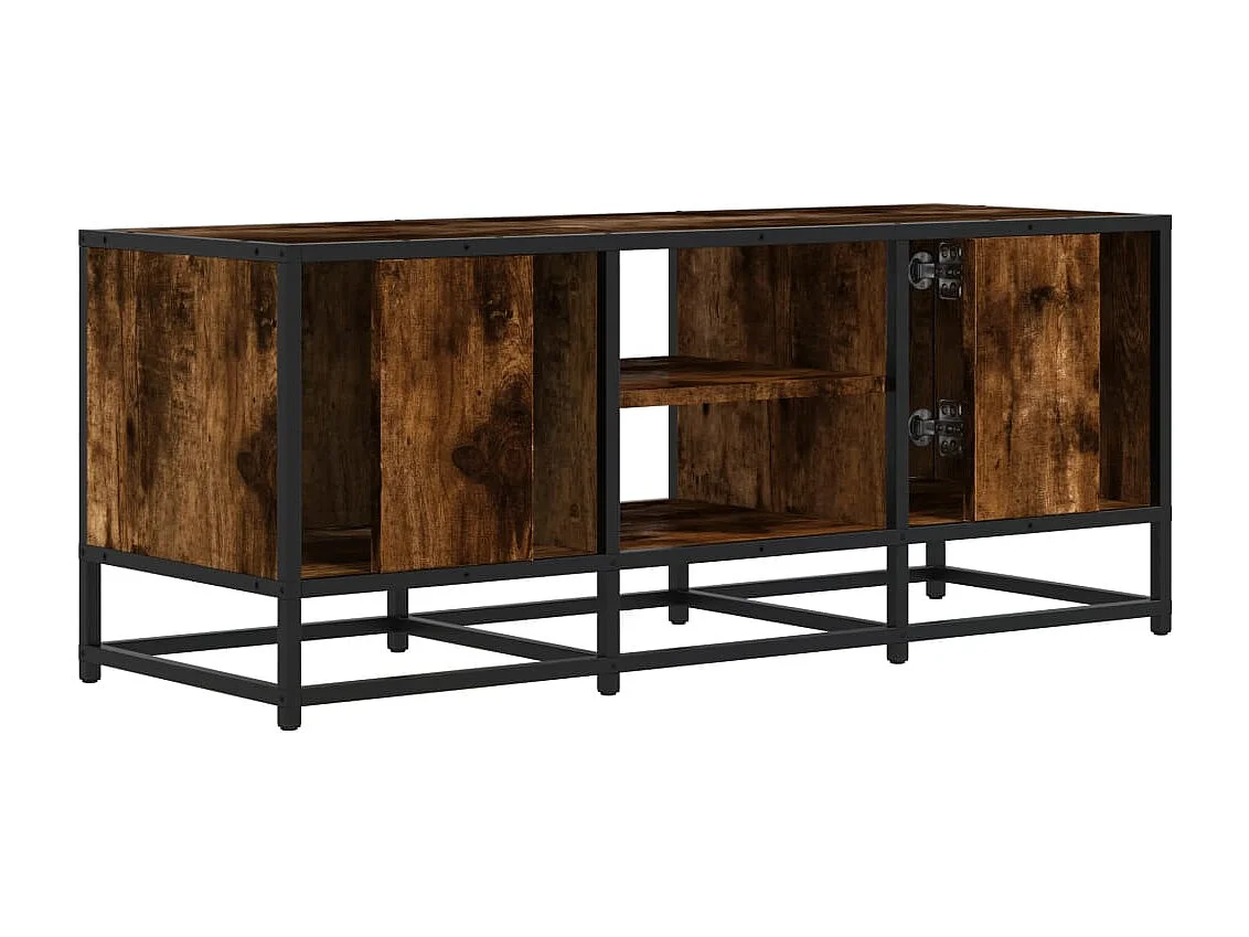 Meuble TV chêne fumé 100x35x41 cm bois d'ingénierie et métal
