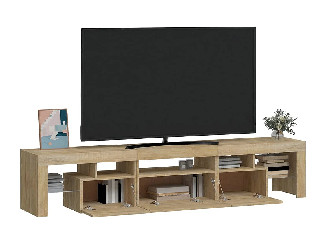 Meuble TV avec lumières LED Chêne sonoma 200x36,5x40 cm