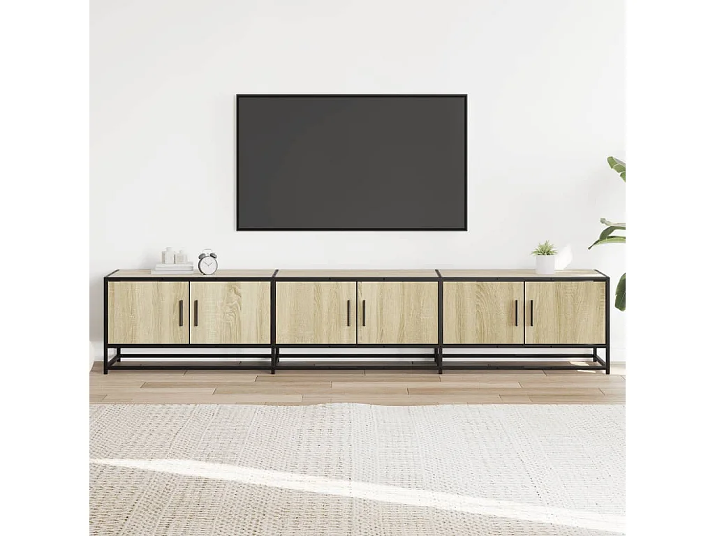 Meuble TV chêne sonoma 210x35x41 cm bois d'ingénierie