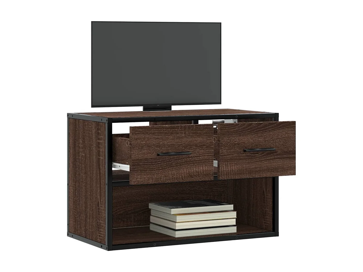 Meuble TV chêne brun 60x31x39,5 cm bois d'ingénierie et métal