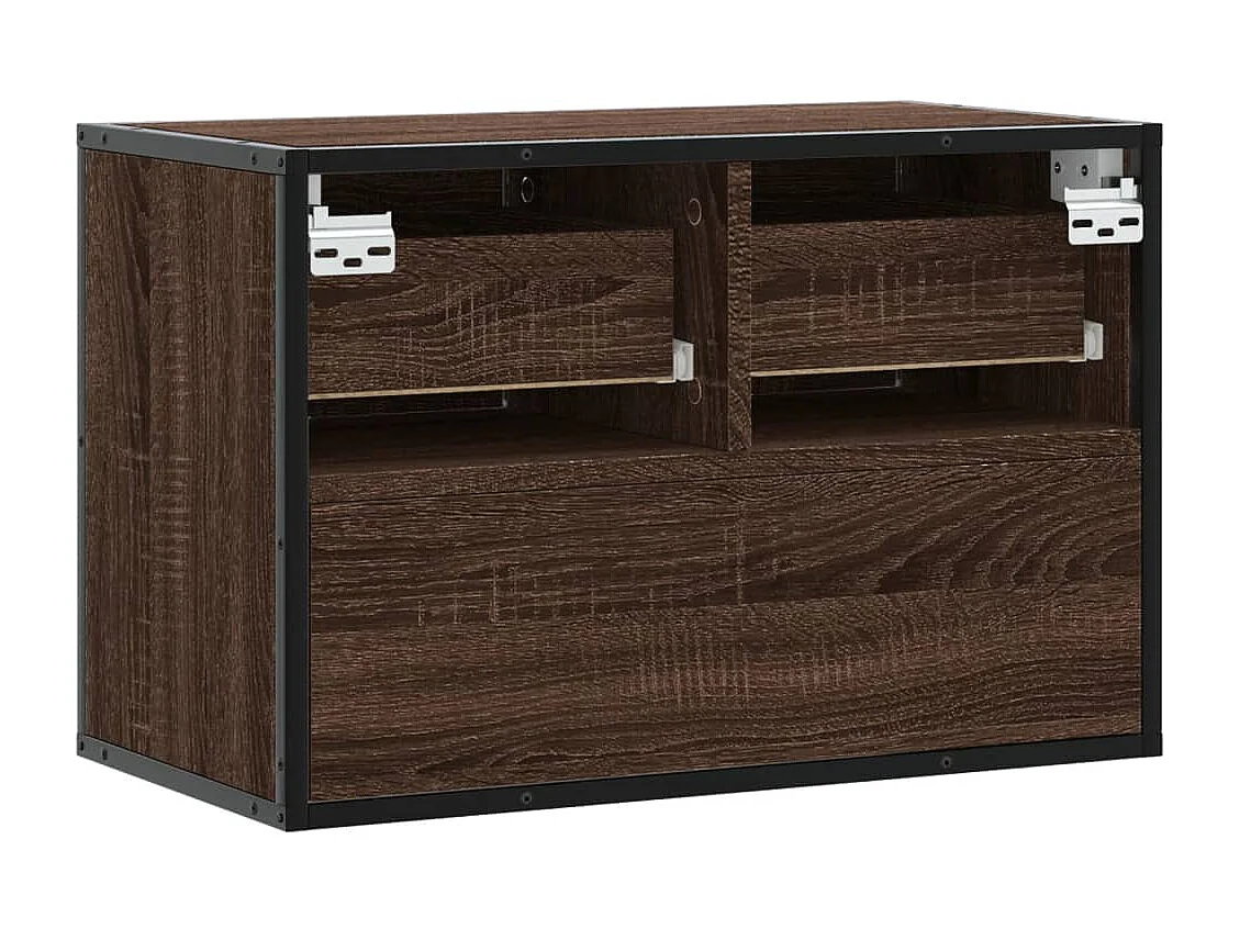 Meuble TV chêne brun 60x31x39,5 cm bois d'ingénierie et métal
