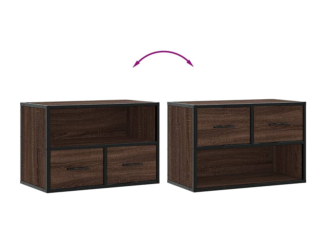 Meuble TV chêne brun 60x31x39,5 cm bois d'ingénierie et métal