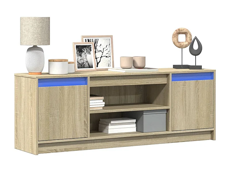 Tv-meubel met LED 139,5x34x50 cm bewerkt hout sonoma eikenkleur