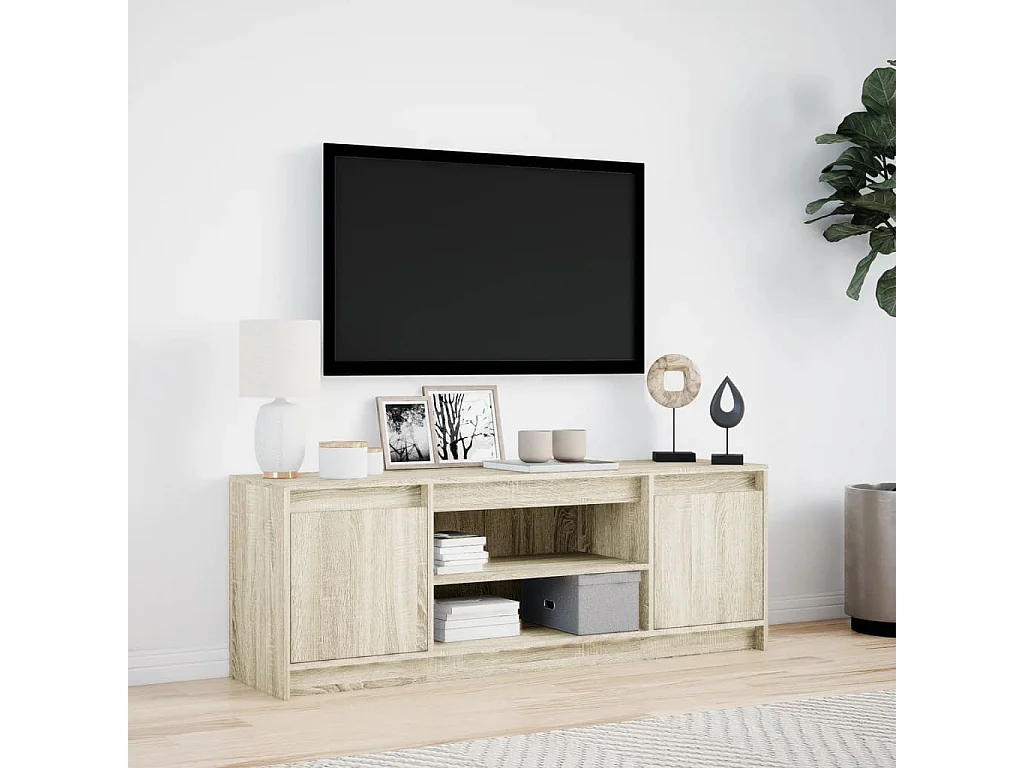 Tv-meubel met LED 139,5x34x50 cm bewerkt hout sonoma eikenkleur