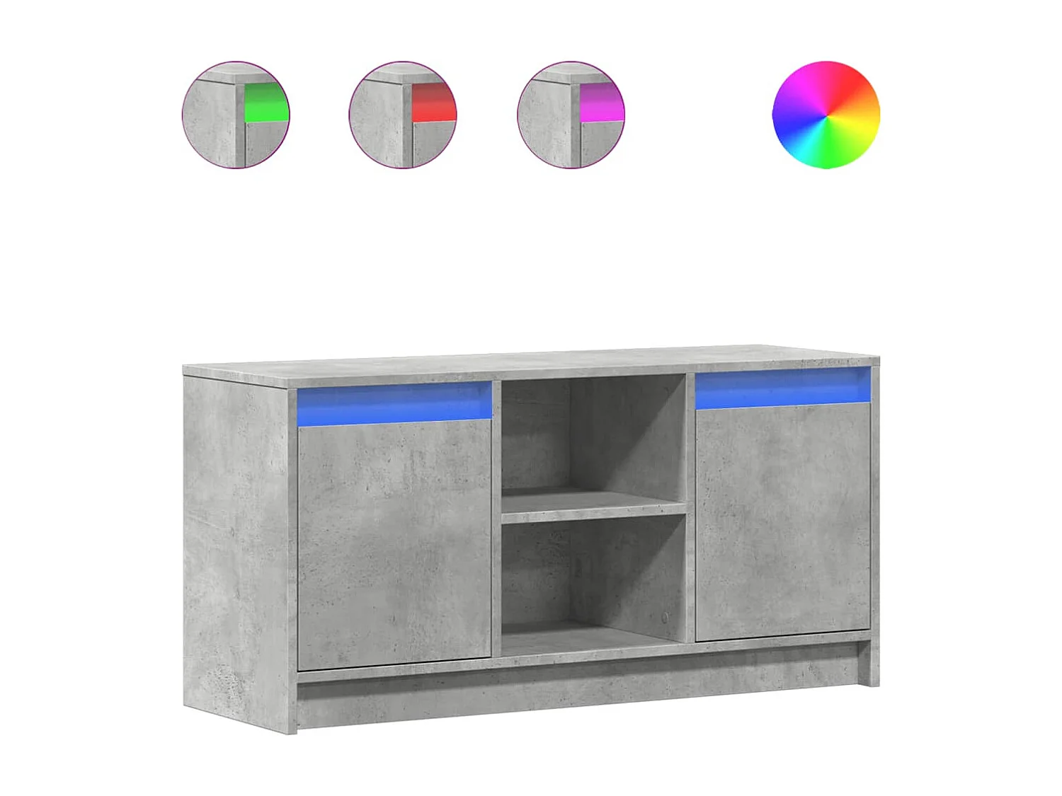 Tv-meubel met LED 100x34x50 cm bewerkt hout betongrijs