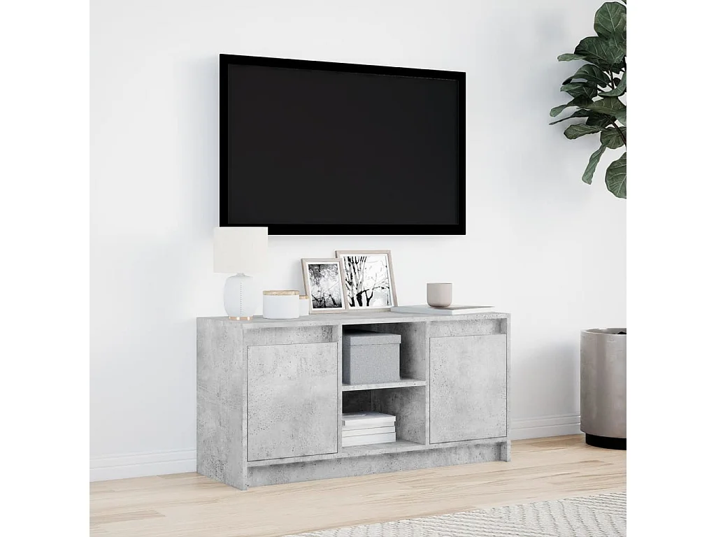 Meuble TV avec LED gris béton 100x34x50 cm bois d'ingénierie