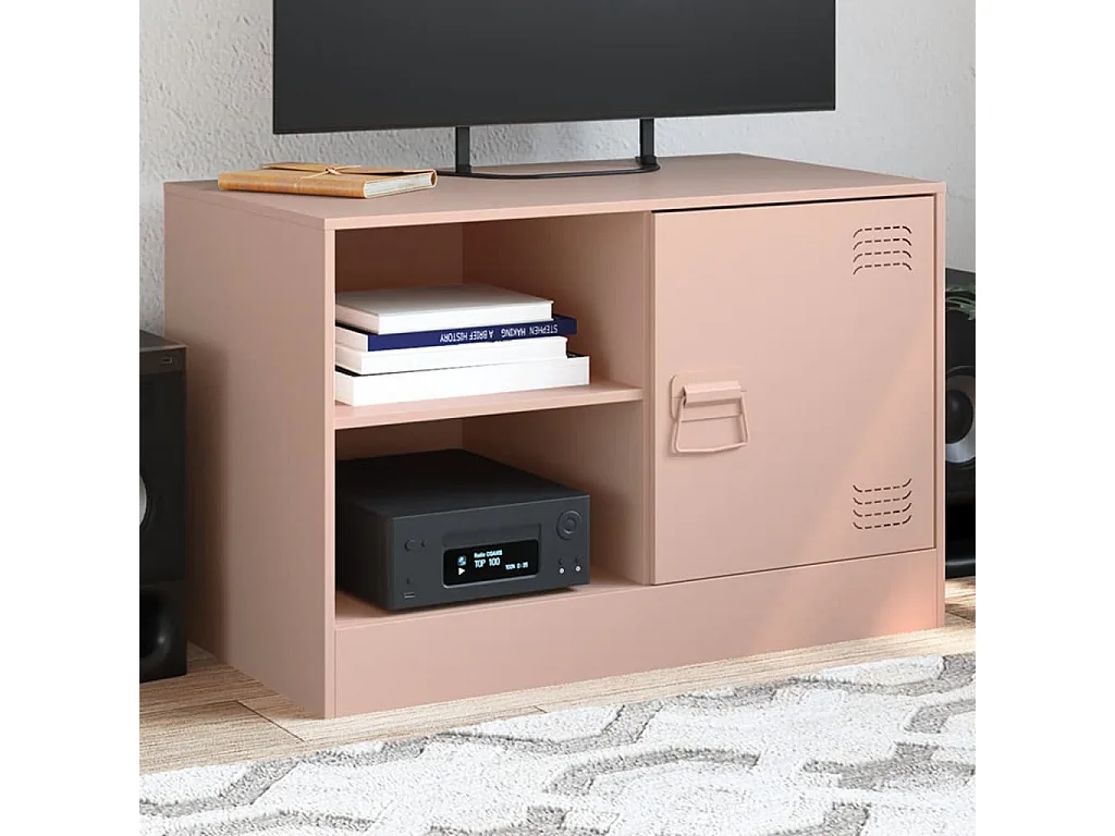 Meuble TV rose 67x39x44 cm acier