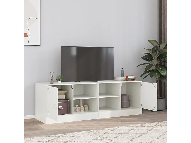 Meubles TV 2 pièces blanc 67x39x44 cm acier