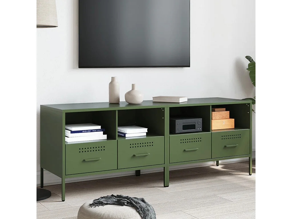 Meubles TV 2 pièces vert olive 68x39x50,5 cm acier laminé à froid