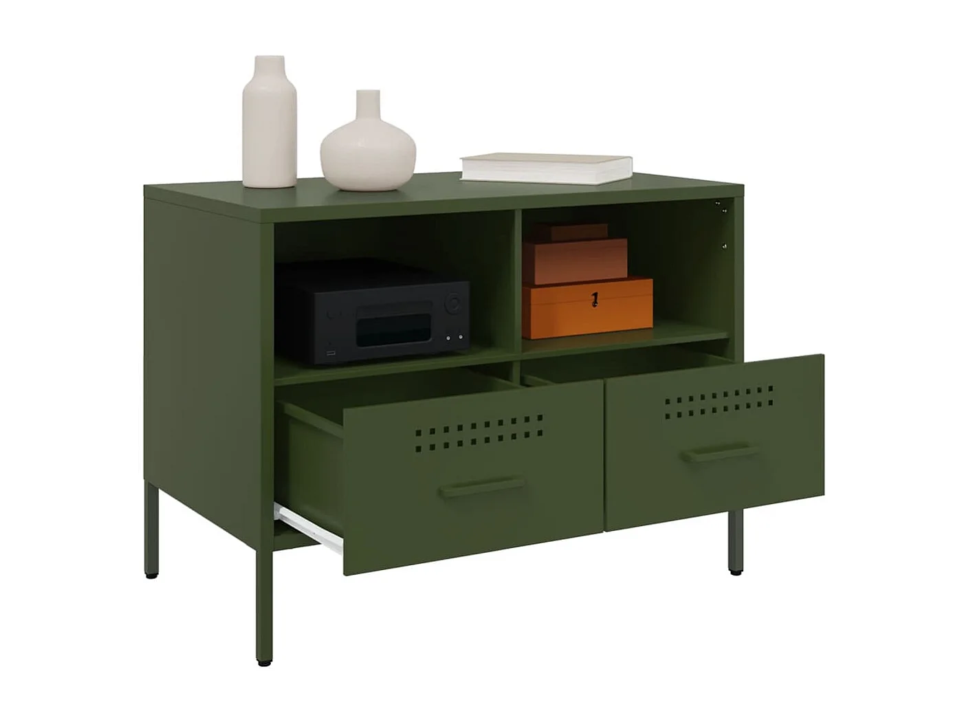 Meubles TV 2 pièces vert olive 68x39x50,5 cm acier laminé à froid