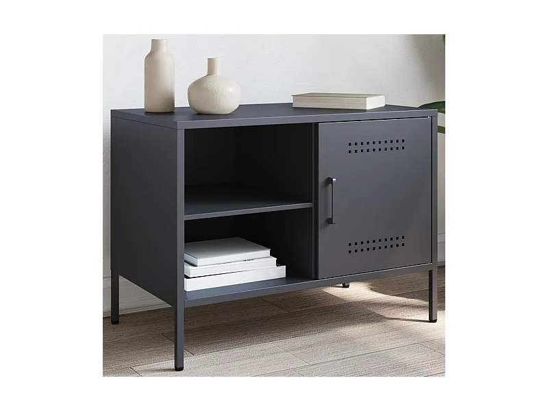 Meuble TV anthracite 68x39x50,5 cm acier