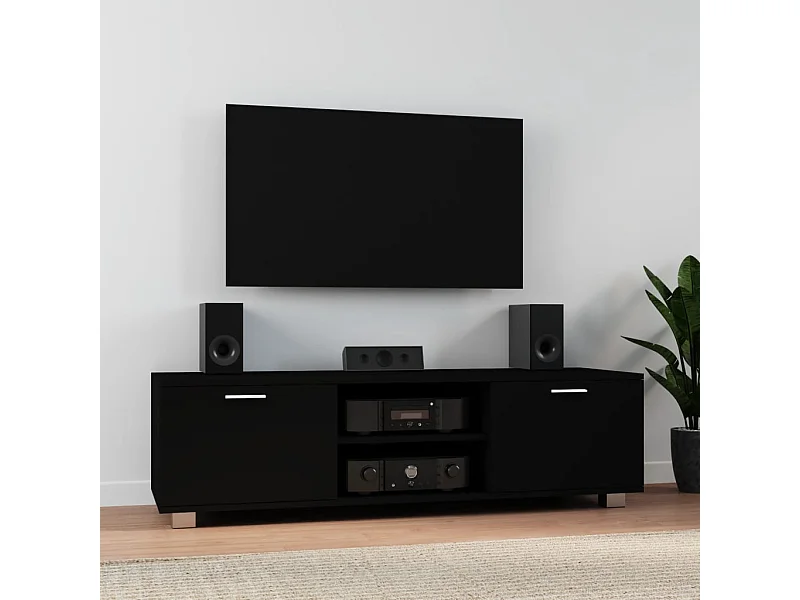 Meuble TV Noir 140x40,5x35 cm Bois d'ingénierie