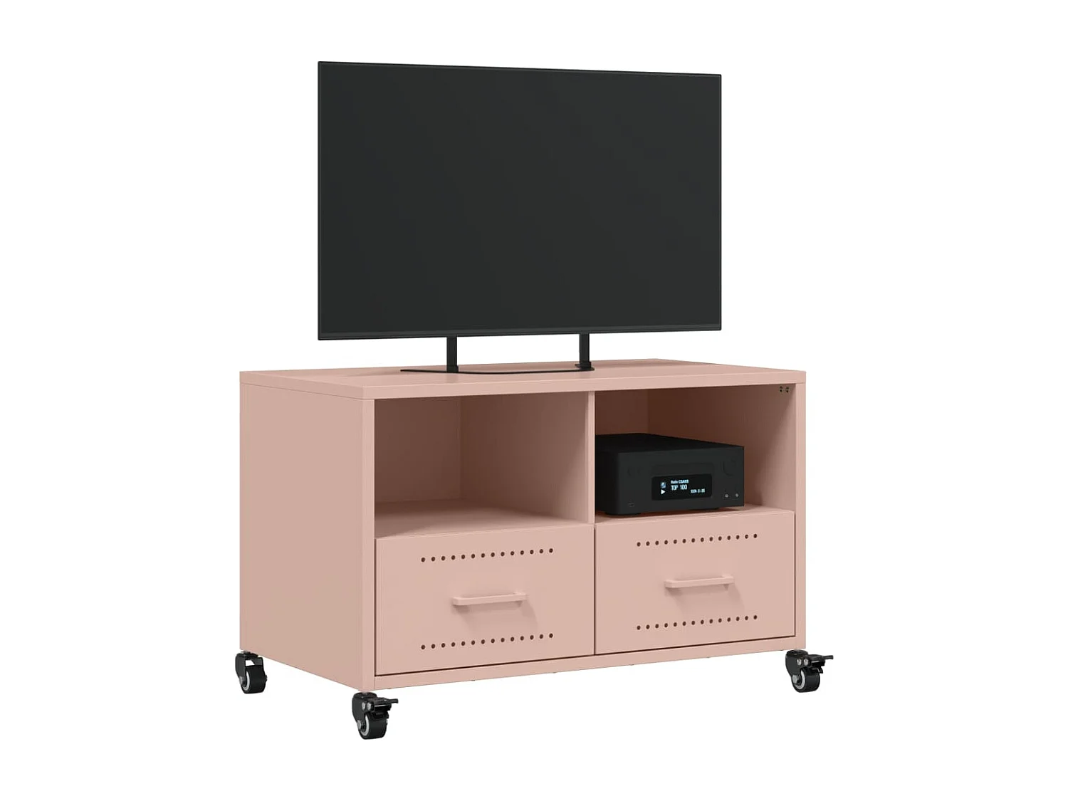 Meuble TV rose 68x39x43,5 cm acier laminé à froid