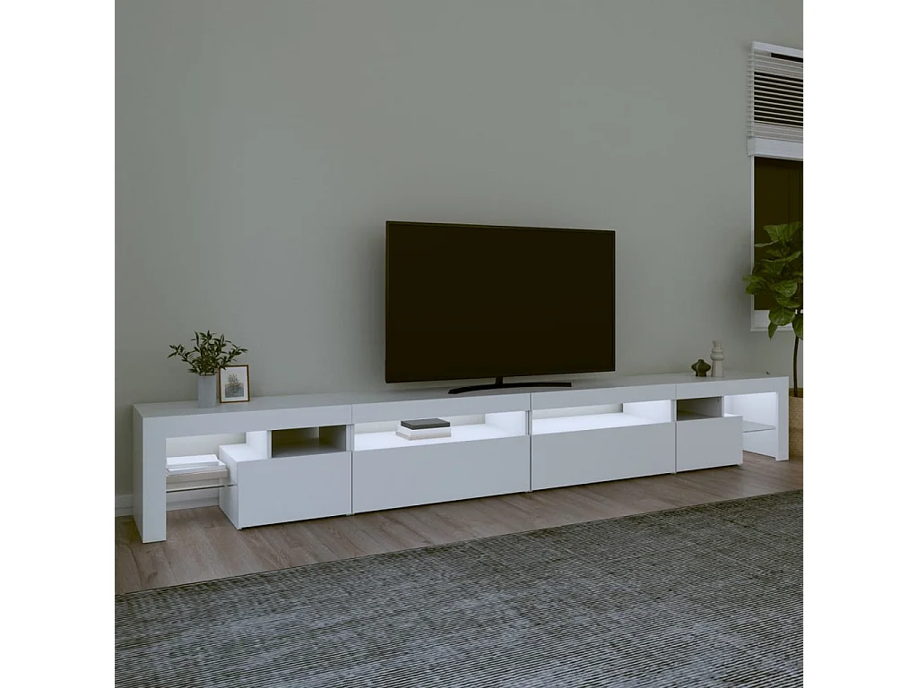 Meuble TV avec lumières LED Blanc 290x36,5x40 cm