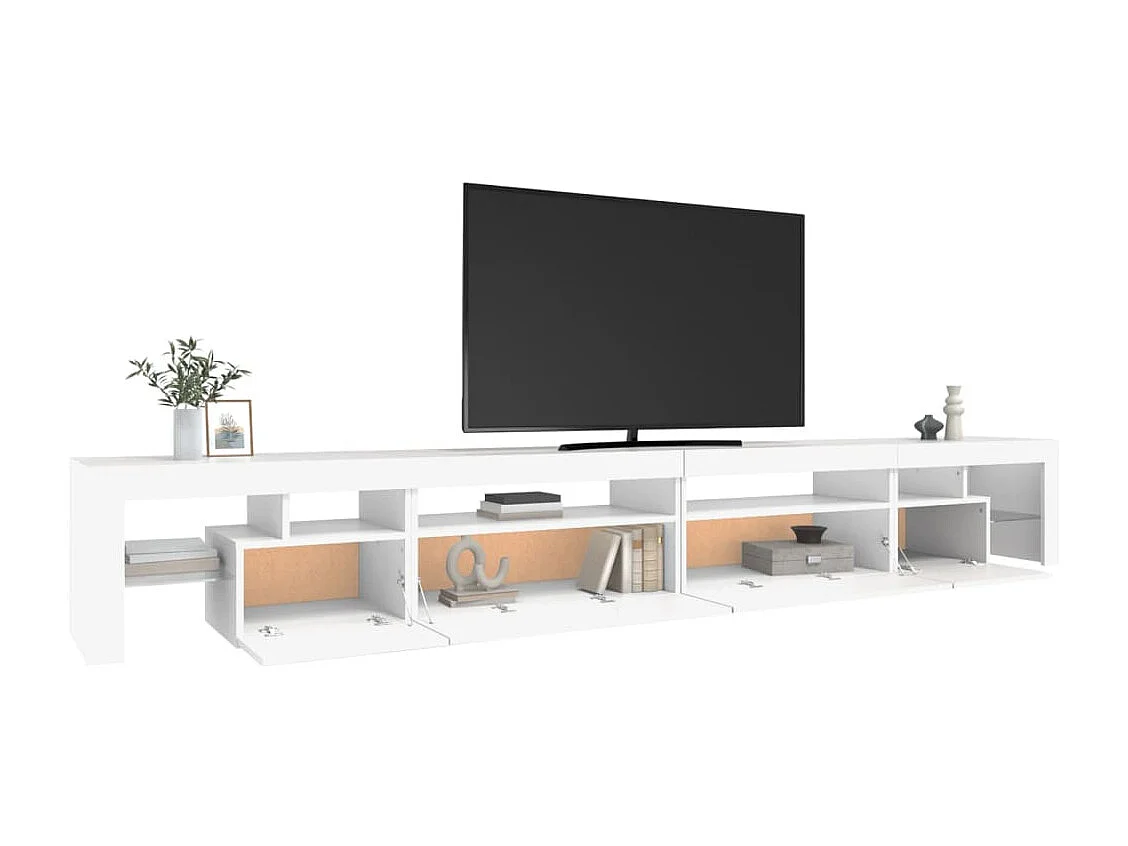 Meuble TV avec lumières LED Blanc 290x36,5x40 cm