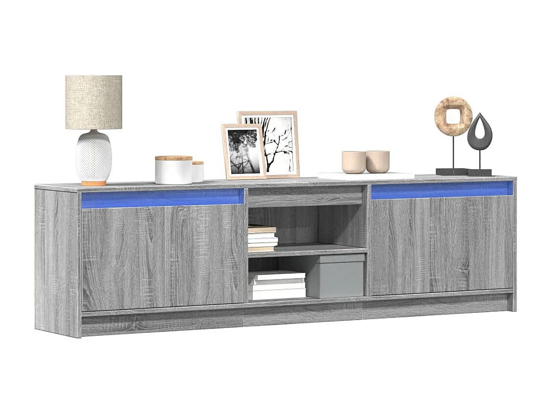 Tv-meubel met LED 180x34x50 cm bewerkt hout grijs sonoma eiken