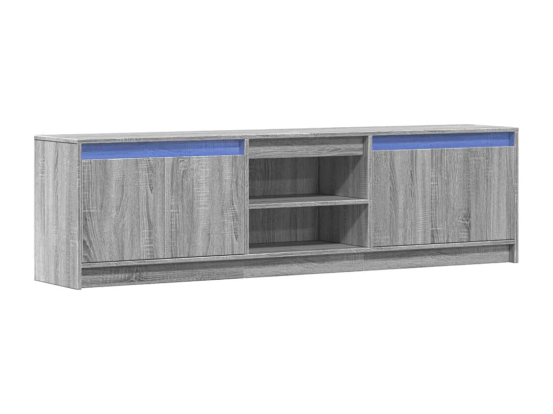 Tv-meubel met LED 180x34x50 cm bewerkt hout grijs sonoma eiken