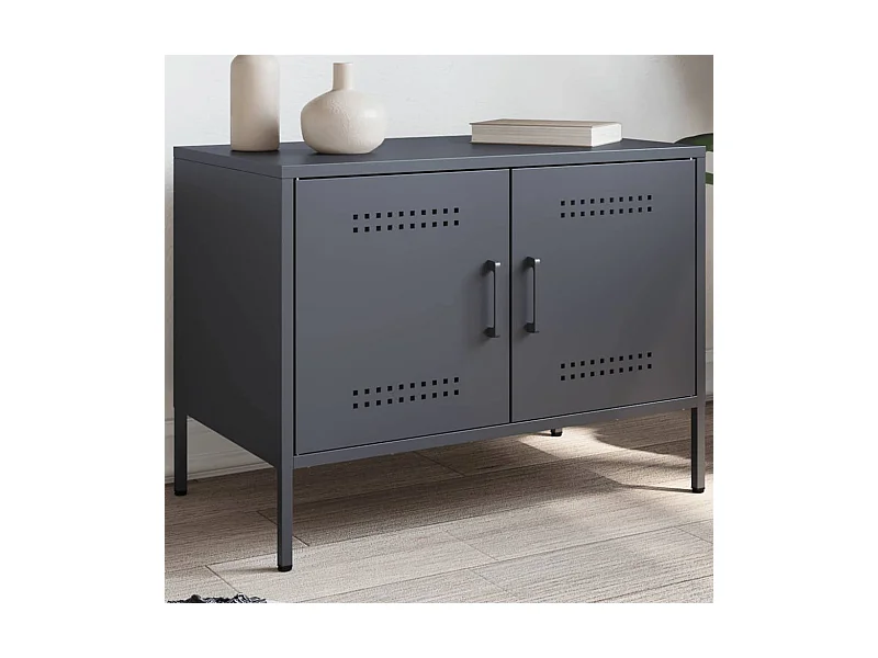 Meuble TV anthracite 68x39x50,5 cm acier