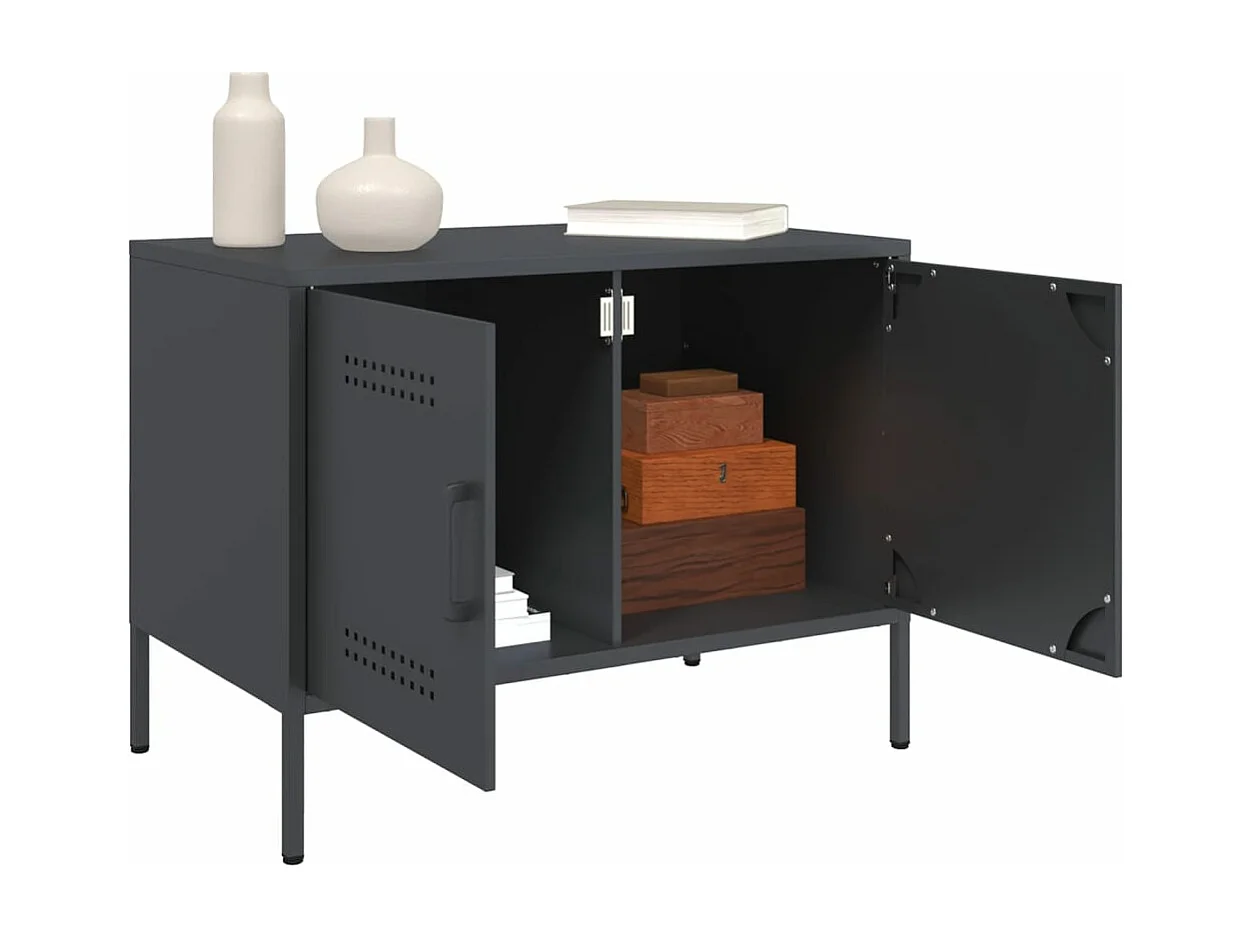 Meuble TV anthracite 68x39x50,5 cm acier