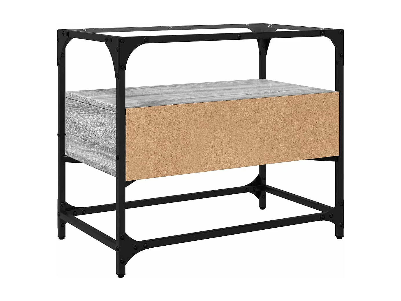 Meuble TV avec dessus en verre sonoma gris bois d'ingénierie