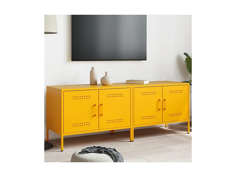 Meubles TV 2 pièces jaune moutarde 68x39x50,5 cm acier