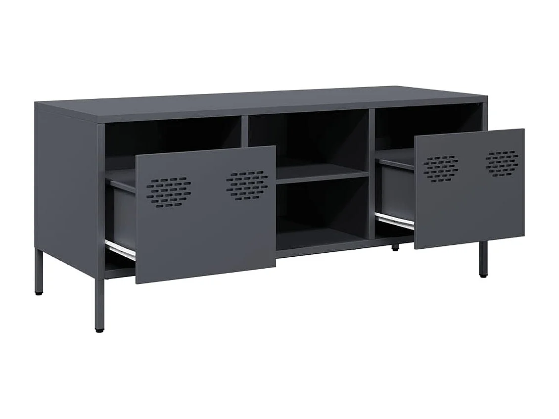 Meuble TV anthracite 101,5x39x43,5 cm acier laminé à froid