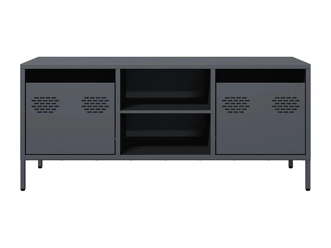Meuble TV anthracite 101,5x39x43,5 cm acier laminé à froid