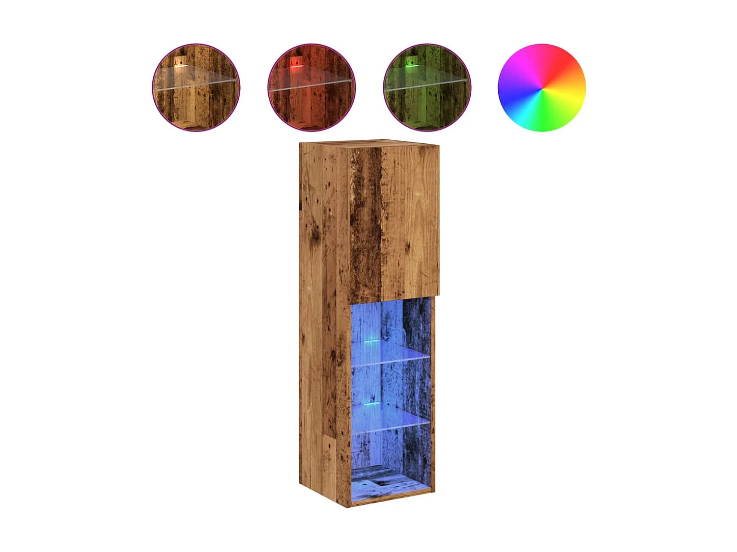 Meubles TV avec lumières LED 2 pièces vieux bois 30,5x30x102 cm