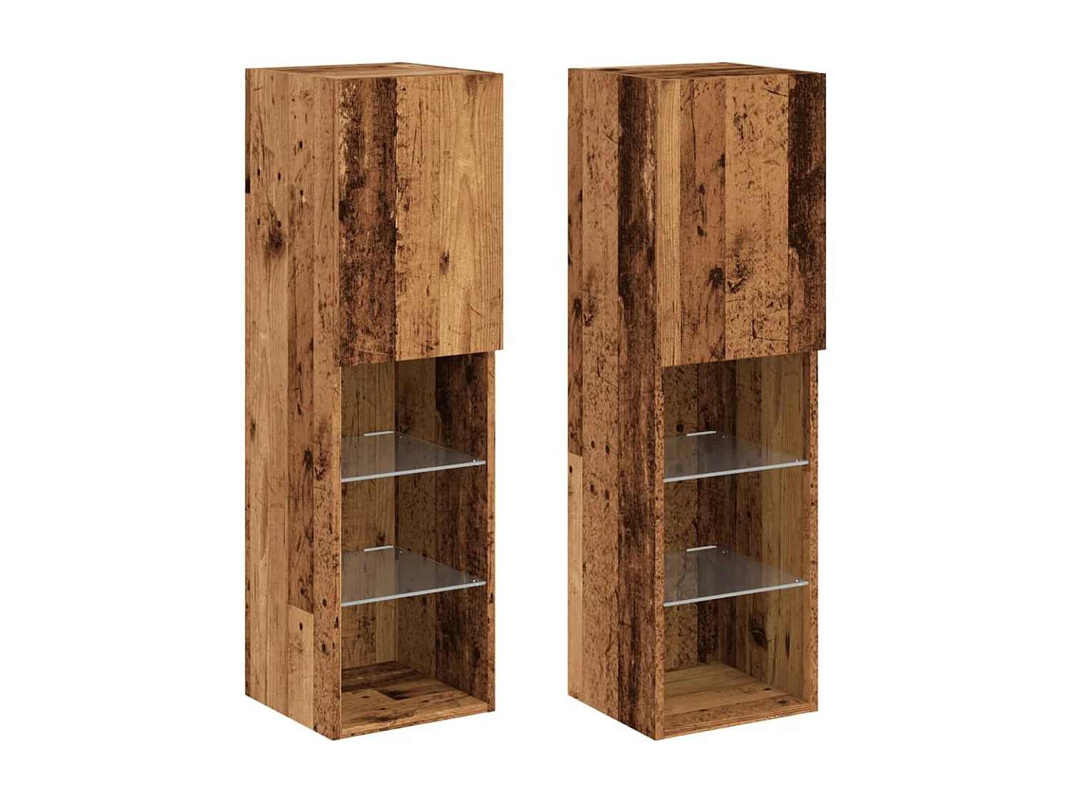 Meubles TV avec lumières LED 2 pièces vieux bois 30,5x30x102 cm