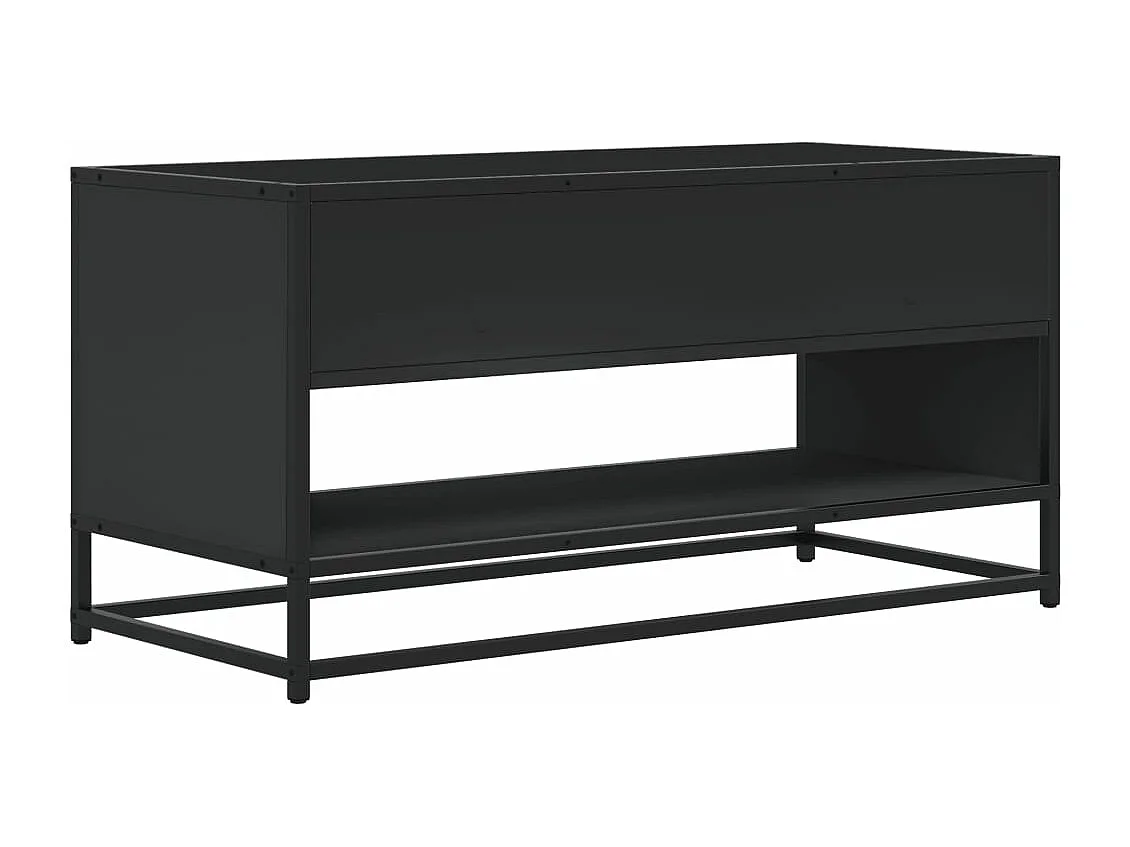 Meuble TV noir 91x40x46 cm bois d'ingénierie et métal