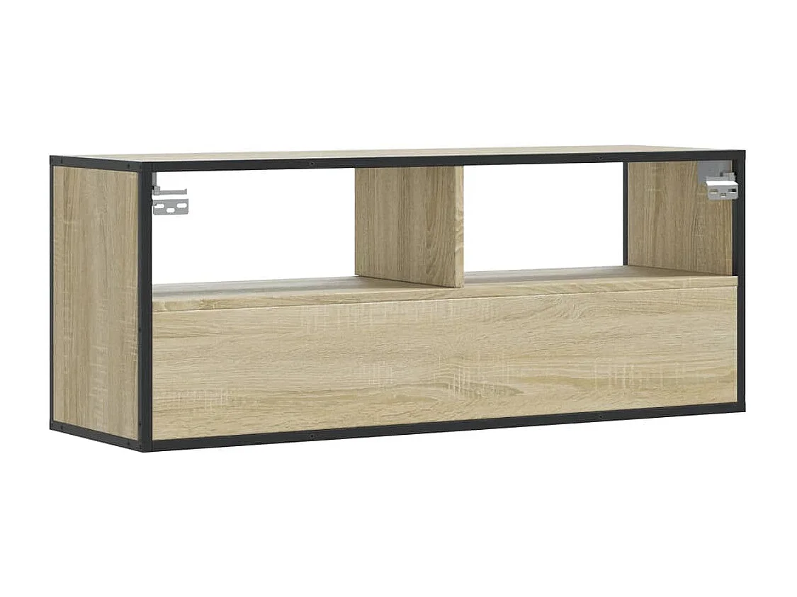 Meuble TV chêne sonoma 100x31x39,5cm bois d'ingénierie et métal