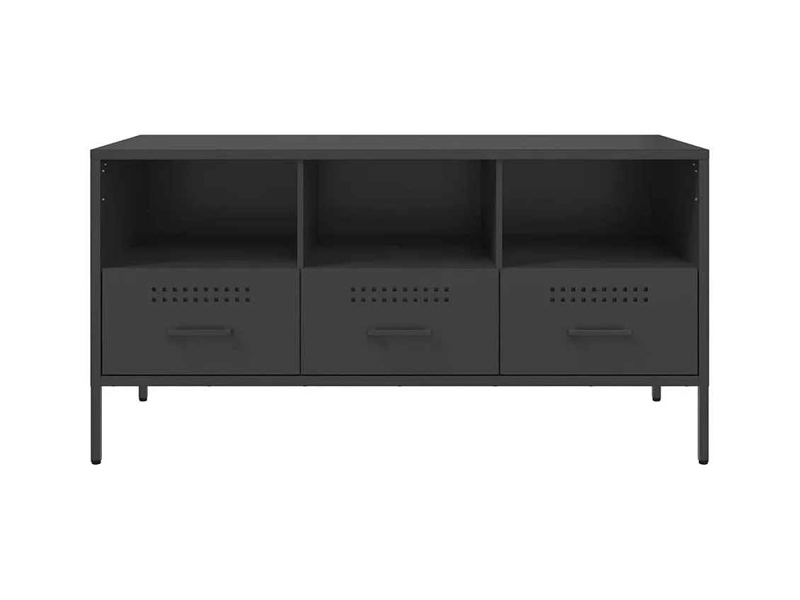 Meuble TV noir 100,5x39x50,5 cm acier laminé à froid