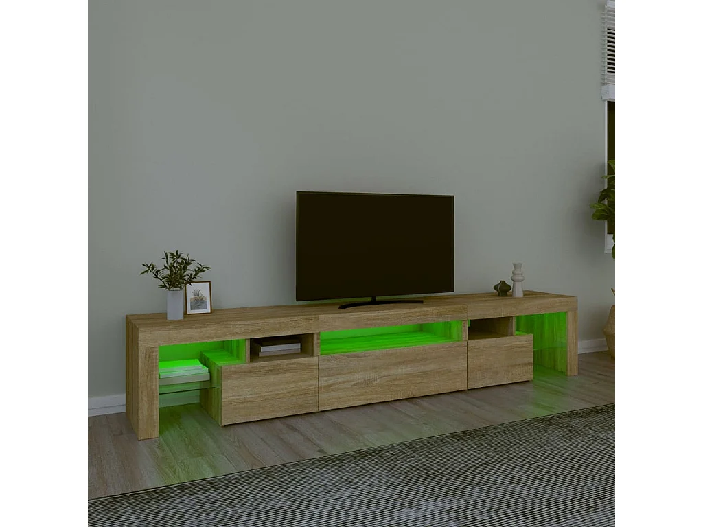 Tv-meubel met LED-verlichting 215x36,5x40cm sonoma eikenkleurig