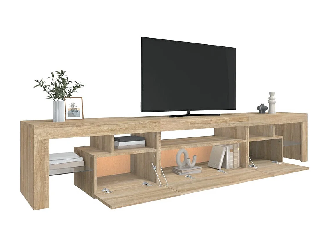 Meuble TV avec lumières LED Chêne sonoma 215x36,5x40 cm