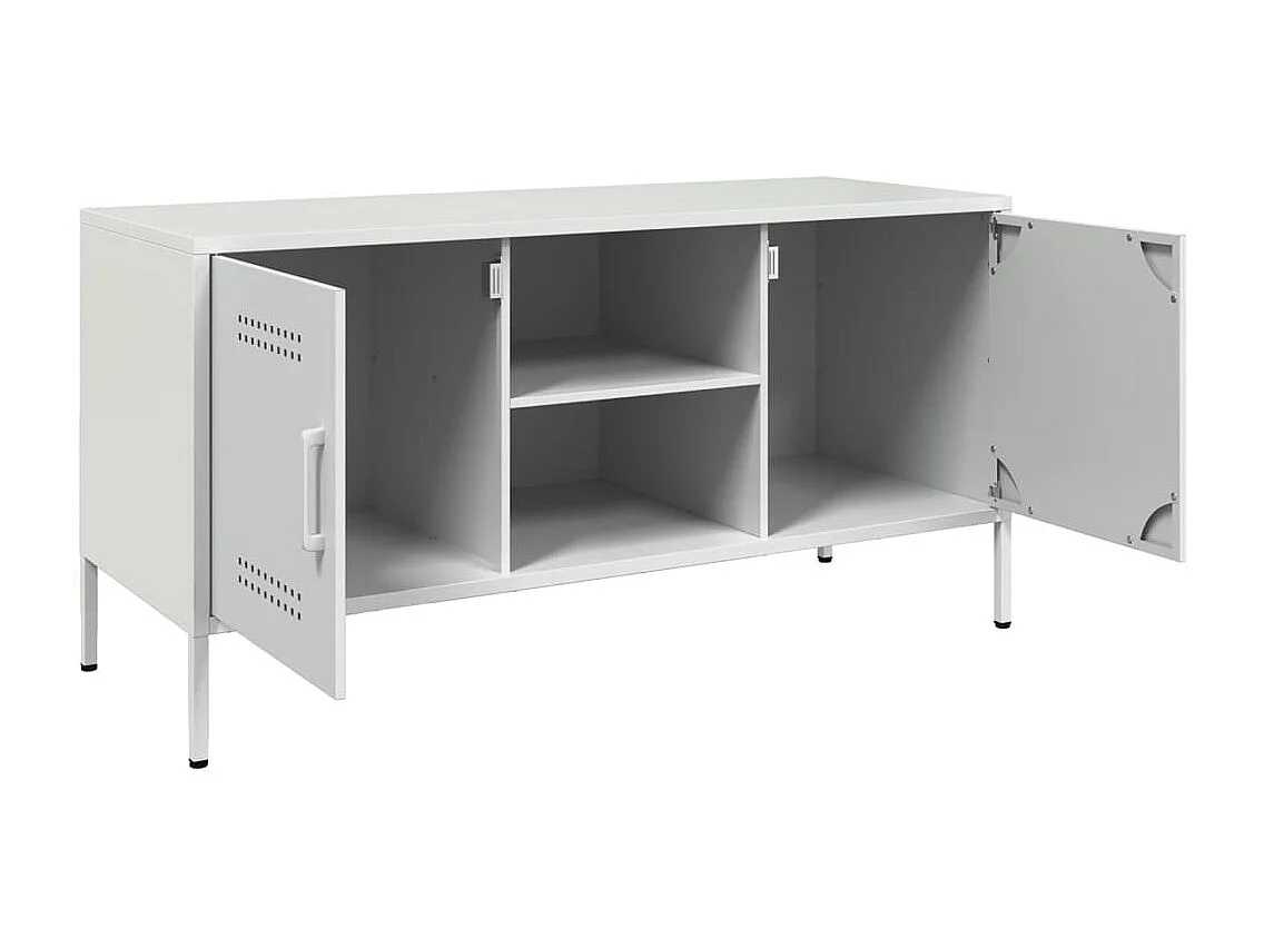 Meuble TV blanc 100,5x39x50,5 cm acier