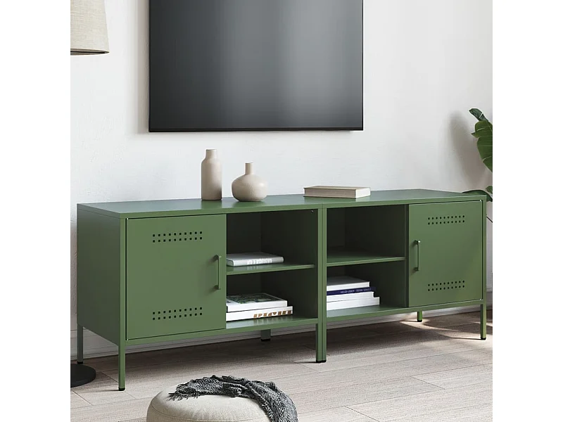 Tv-meubelen 2 st 68x39x50,5 cm staal olijfgroen