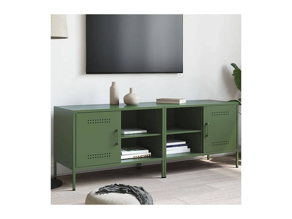 Meubles TV 2 pièces vert olive 68x39x50,5 cm acier
