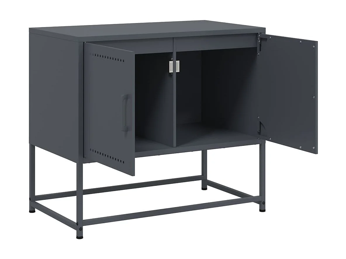 Meuble TV anthracite 68,5x39x60,5 cm acier