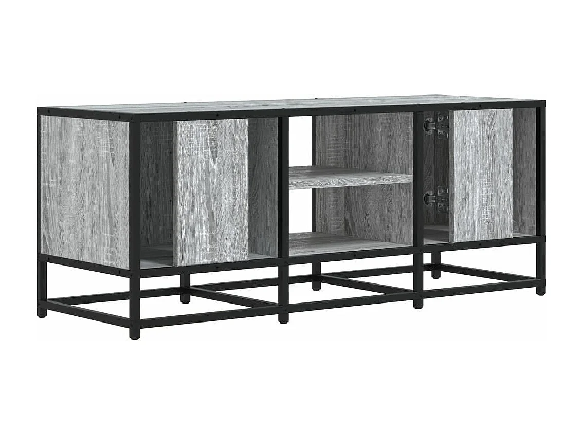 Tv-meubel 100x35x41 cm bewerkt hout metaal grijs sonoma eiken