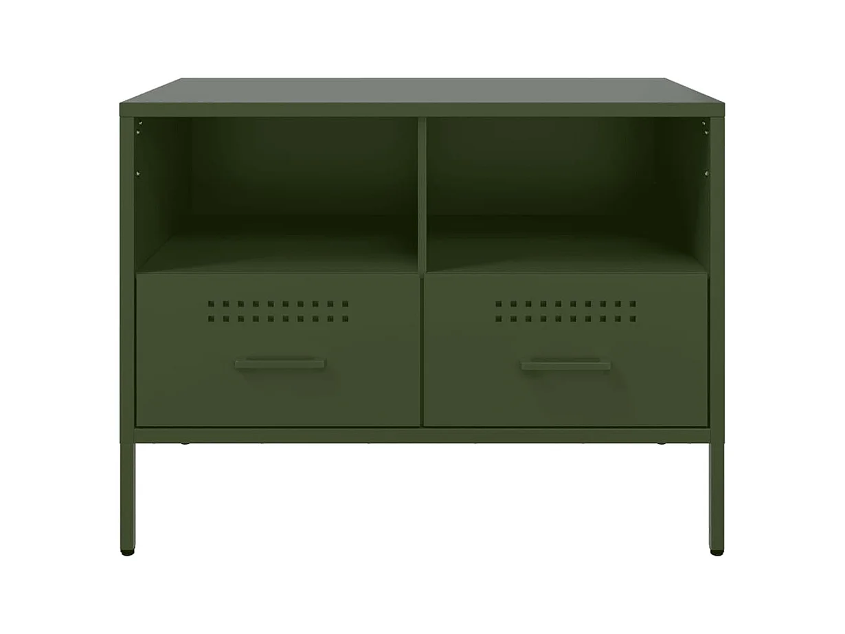 Meuble TV vert olive 68x39x50,5 cm acier laminé à froid