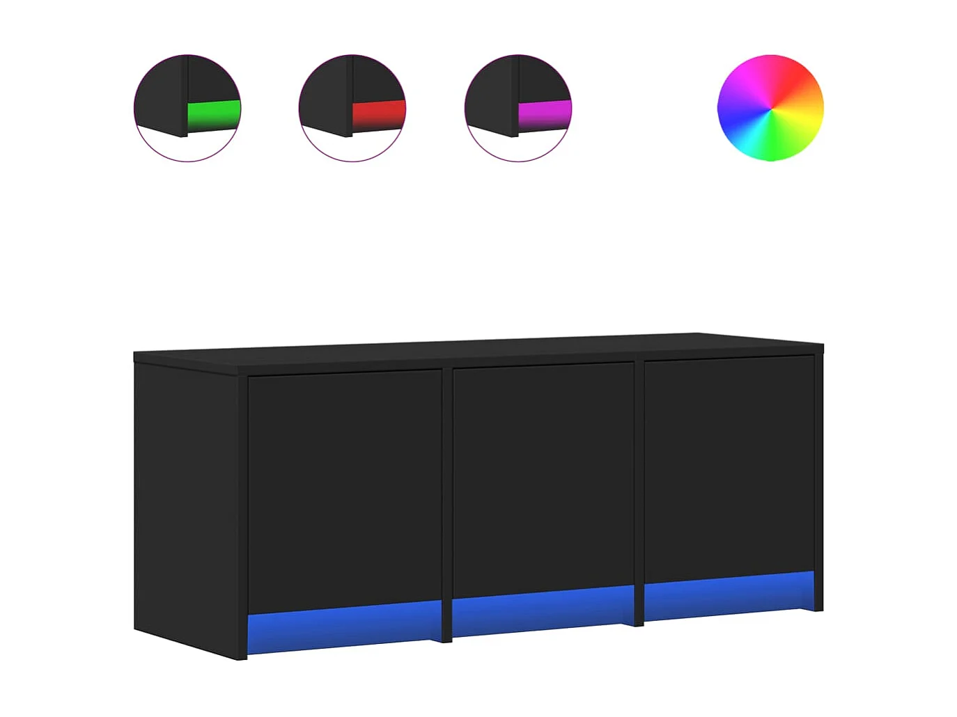 Meuble TV avec LED noir 97x34x40 cm bois d'ingénierie